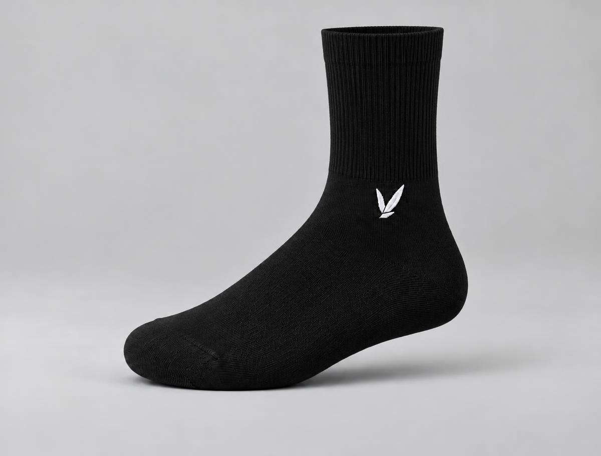 VLOTE Hoge sok — Zwart, met wit logo